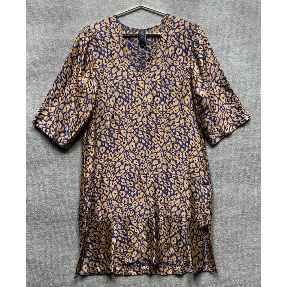 Maria + Cornejo Zero Lumi Cheetah Jacquard In Jet Apricot Midi Dress Women 6 EUC